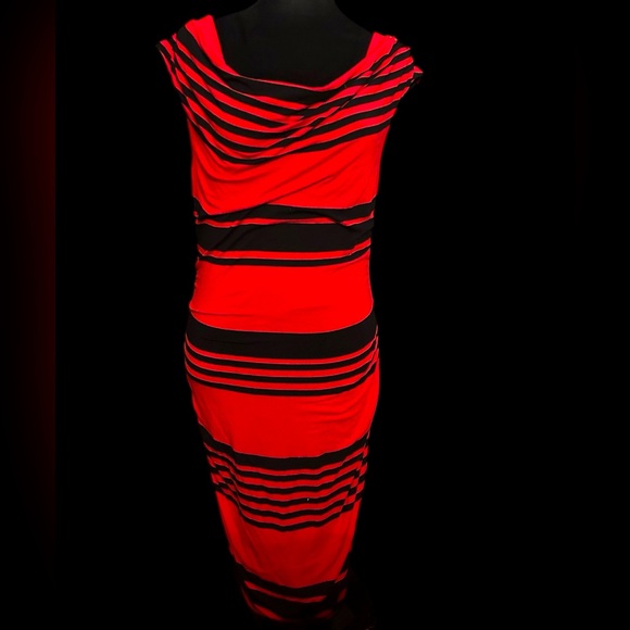 INC International Concepts Dresses & Skirts - INC body con red and black knee length striped dress in size Large. Like new